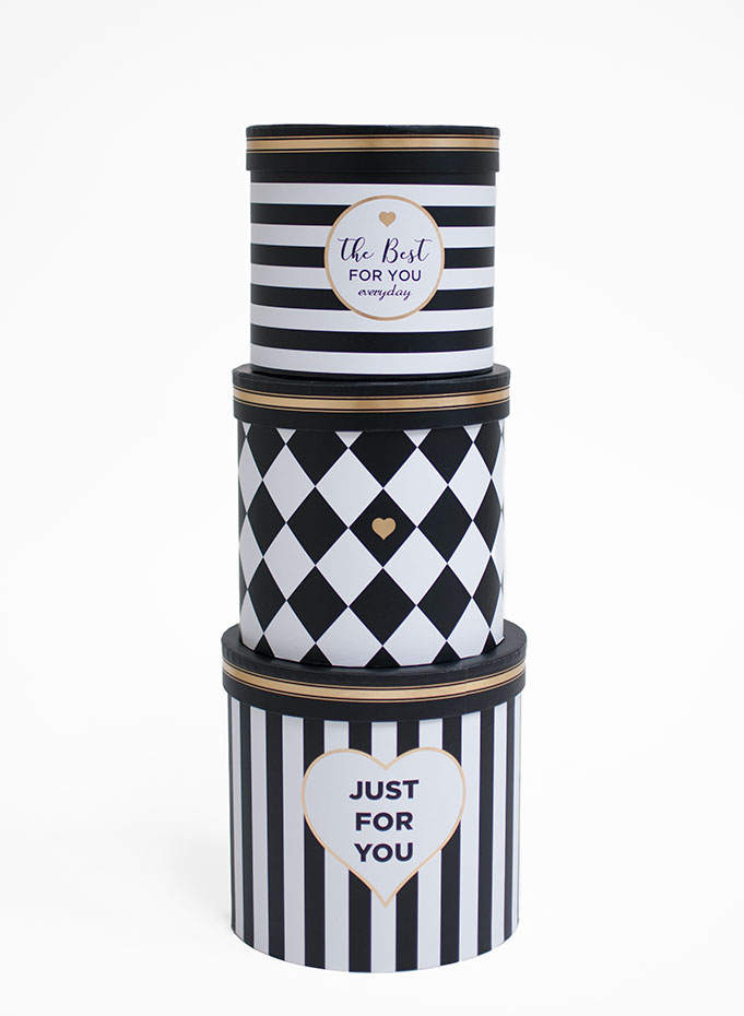 W6609 The Best for You Everyday Striped Round Flower Box Set of 3