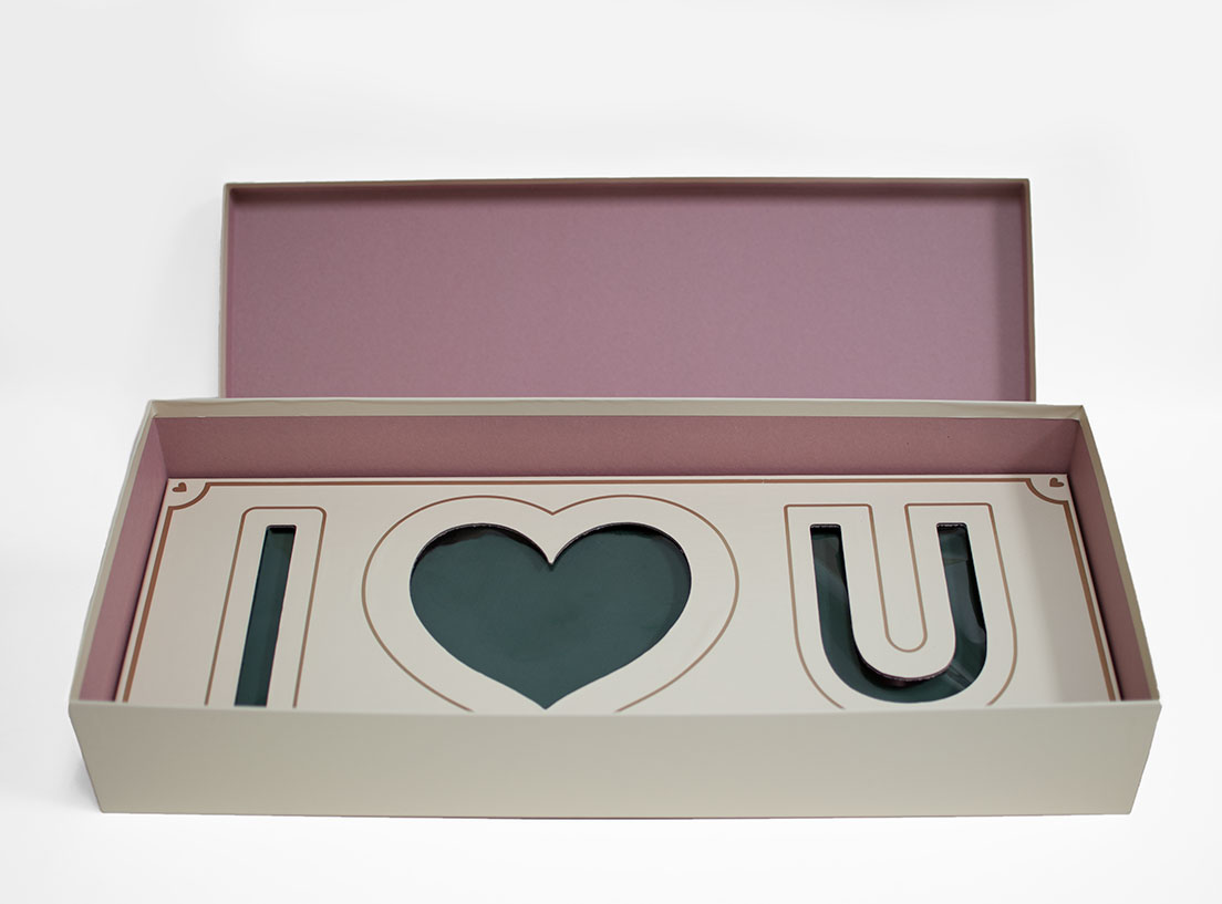 Vanilla Rectangular I Love You Flower Box With Liners and Foams