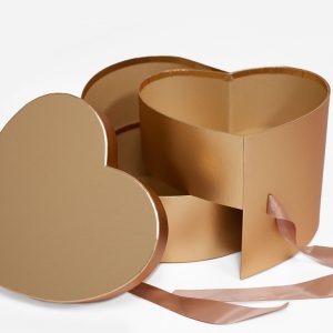 W7491 Gold Heart Shape Flower Box (Two-Layers)