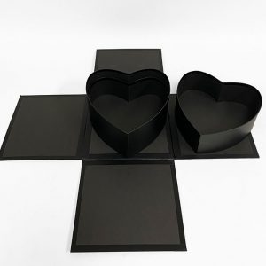 W7191 Black Square Surprise Box with Double Layer Hearts