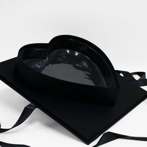 Black Jumbo XL Premium Clear Square Flower Box with Heart in the Middle