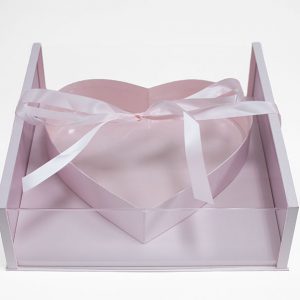 Pink Jumbo XL Premium Clear Square Flower Box with Heart in the Middle