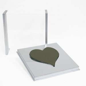 1141A White Magic Mirror Love Box with Heart Shape in the Middle, comes with liner and foam