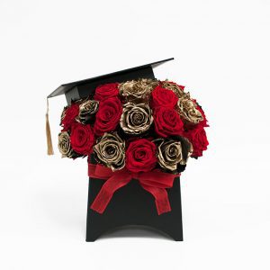 W5269 Black Graduation Cap Flower Box