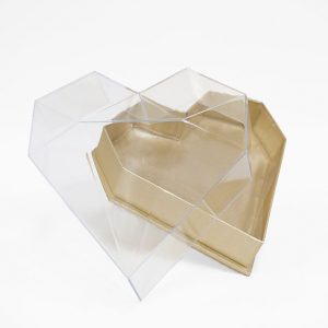 1126AGold Clear Lid Gold Diamond Heart Flower Box