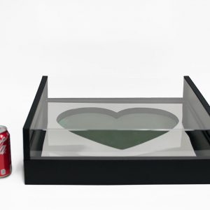 1140A Black Large Black Magic Mirror Love Box with Heart Shape in the Middle, comes with liner and foam