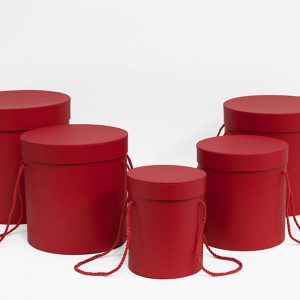 D060Red Set of 5 Red Tall Round Flower Box