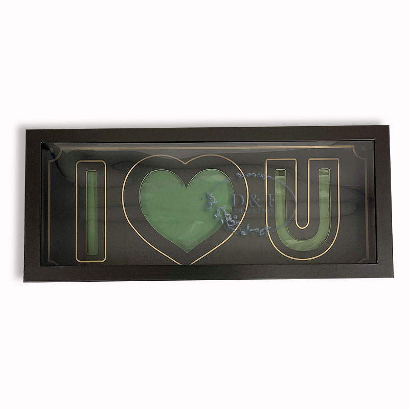 Folding Black Window I Love You Flower Box With Liners and Foams