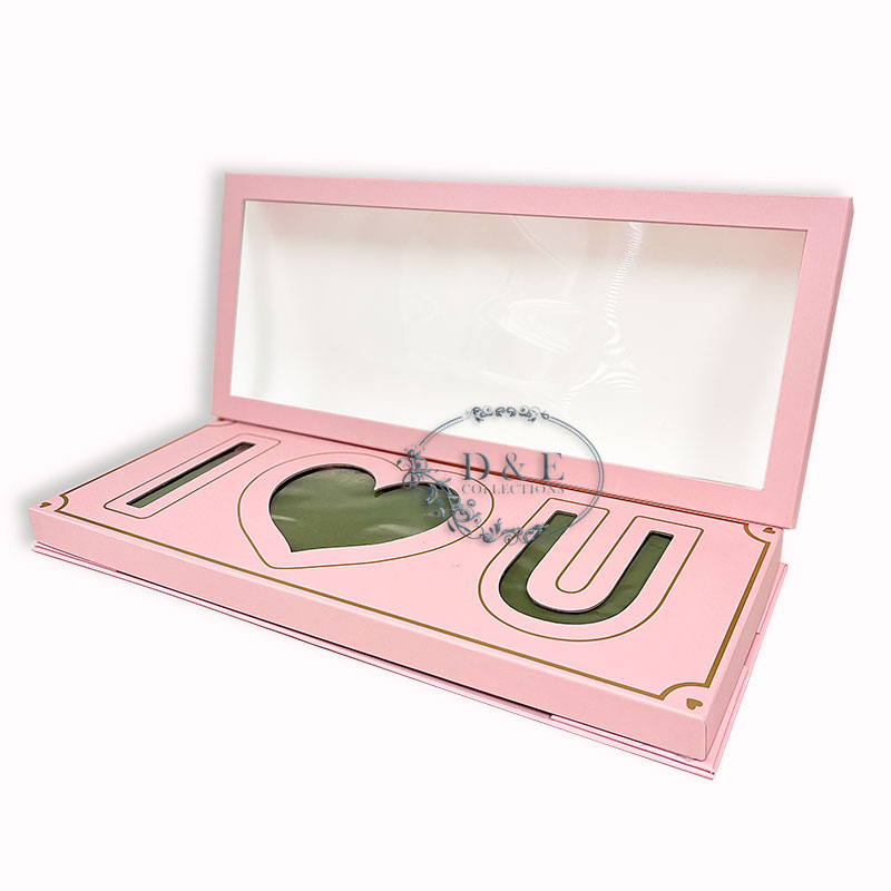 Folding Pink Window I Love You Flower Box With Liners and Foams