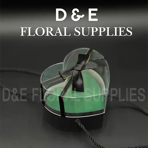 Black Mini Heart Shape Flower Box with Liner and Foam